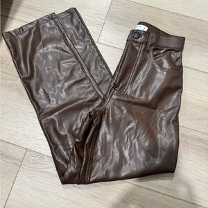 Abercrombie & Fitch 90s straight ultra high rise Leather Pants long